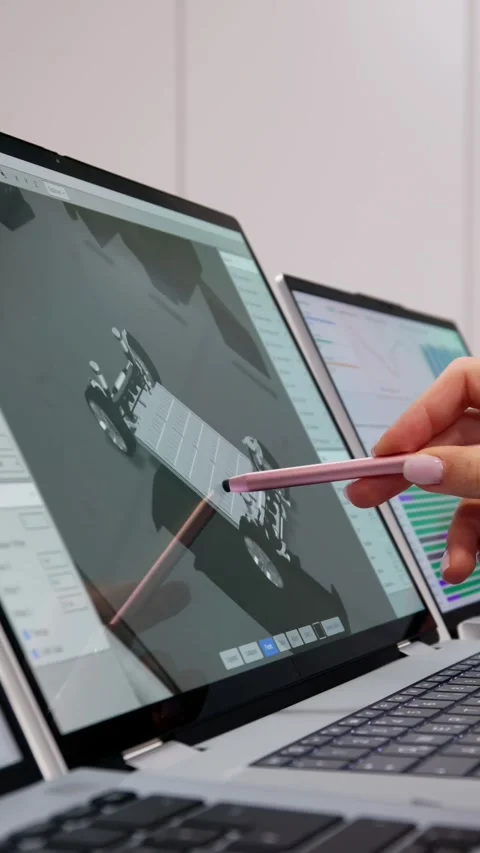 Laptop Screen Displaying 3D CAD Design Stock Footage 320774504