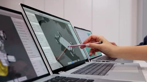 Laptop Screen Displaying 3D CAD Design Stock Footage 321558886