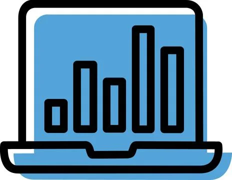 Laptop screen displaying business performance data Stock Illustration