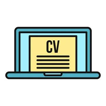 Laptop screen displaying cv for online job application 库存插图