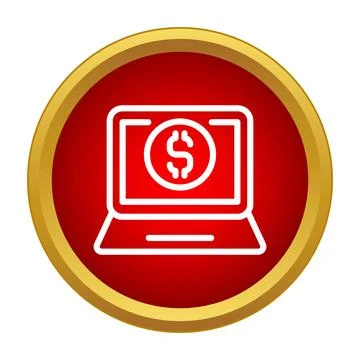Laptop screen displaying dollar sign online banking icon 스톡 일러스트
