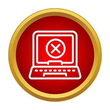 Laptop screen displaying error cross mark icon Stockillustratie