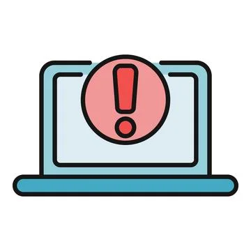 Laptop screen displaying an error warning message イラスト素材
