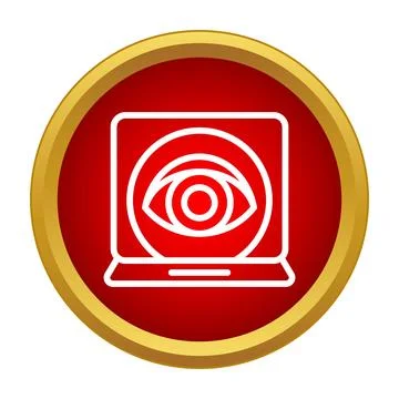 Laptop screen displaying eye for online surveillance monitoring Stock Illustration