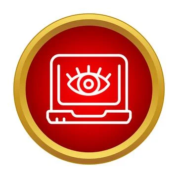 Laptop screen displaying eye vision surveillance icon Stock Illustration