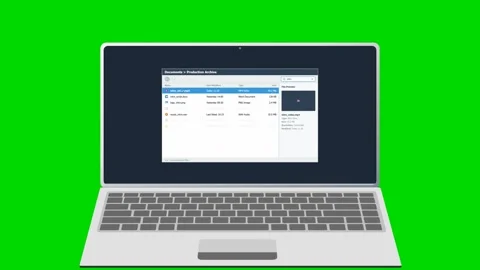 Laptop screen displaying file search and filter process. 4K Stock Footage 342114815