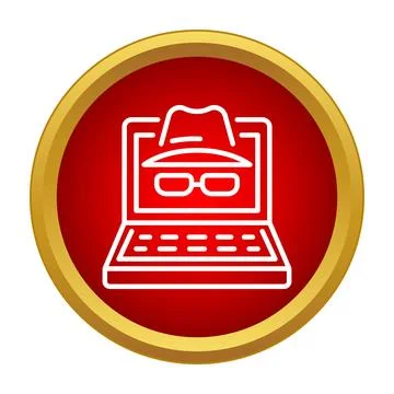 Laptop screen displaying hacker face with hat and glasses イラスト素材