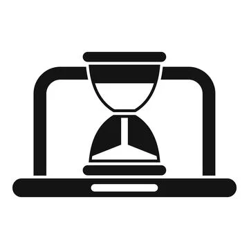 Laptop screen displaying hourglass processing time icon Stock Illustration