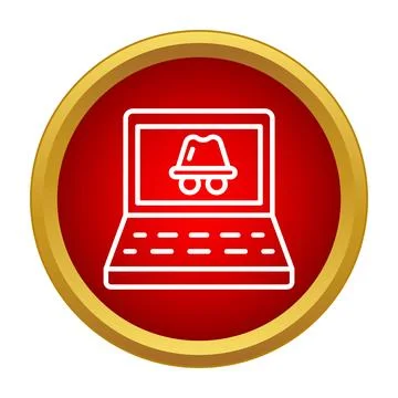 Laptop screen displaying incognito mode icon on red circle Stockillustratie
