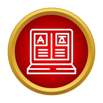 Laptop screen displaying language translation dictionary icon Stockillustratie