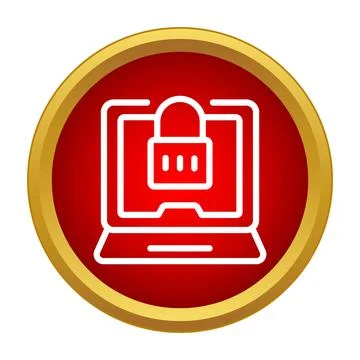 Laptop screen displaying locked padlock icon symbolizing data protection Illustrazione stock