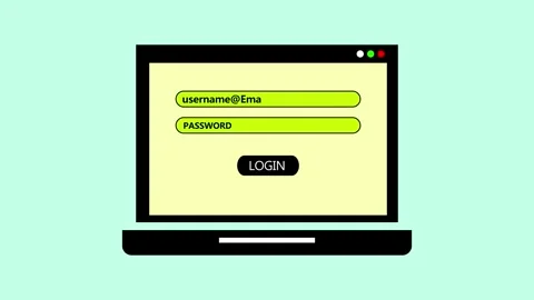 Laptop screen displaying login page with user name and password fields anim.. Stock-Footage 262227730