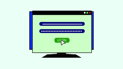 Laptop screen displaying login page with user name and password fields anim.. Stock-Footage 262227733