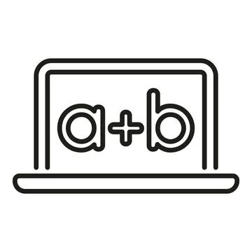 Laptop screen displaying a mathematical algebra formula Stock Illustration