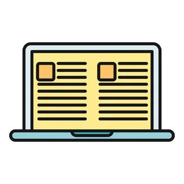 Laptop screen displaying online e reader content 스톡 일러스트