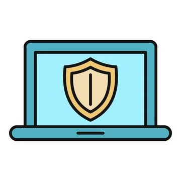 Laptop screen displaying a security shield protecting data Stockillustratie