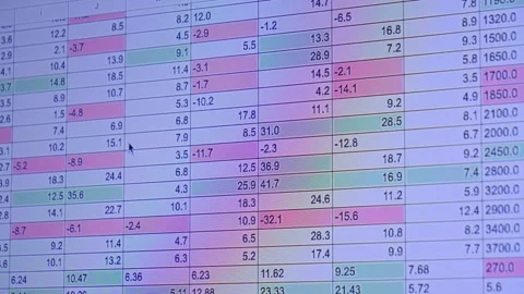 A laptop screen displaying a spreadsheet with neatly organized rows and columns Stock Footage 330400068