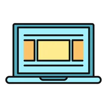 Laptop screen displaying a web design layout 库存插图