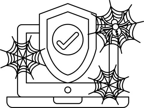 Laptop screen displays shield with check mark Stockillustratie