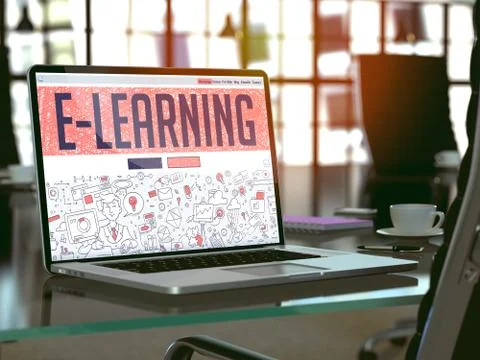 Laptop Screen with E-Learning Concept Illustrazione stock