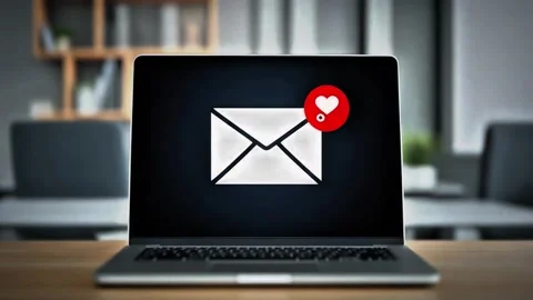 Laptop Screen With Email Heart Notification 库存影片 338065098