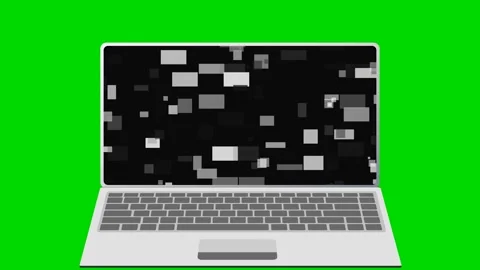 Laptop screen glitch effect animation on green screen background 4K Stock Footage 338328355