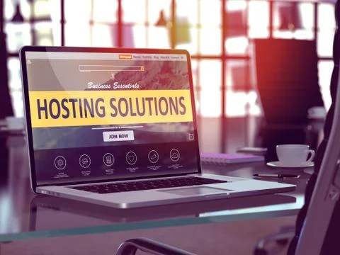 Laptop Screen with Hosting Solutions Concept Stock Illustration