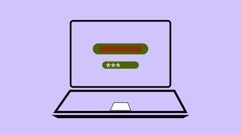 Laptop screen icon login complete tike mark animated on a pastel green back.. Stock Footage 261949372