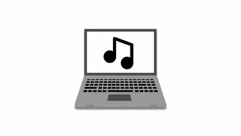 Laptop on screen icon white background. Stock Illustration