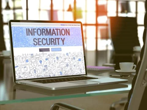 Laptop Screen with Information Security Concept Illustrazione stock
