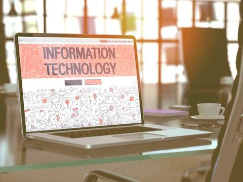 Laptop Screen with Information Technology Concept Illustrazione stock