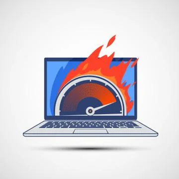 Laptop screen with internet speed test. Vector icon. 스톡 일러스트