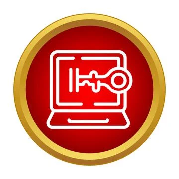 Laptop screen with key symbolizing digital security access イラスト素材