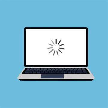 Laptop screen with a loading icon vector. Screen loading for software updates Stock Illustration