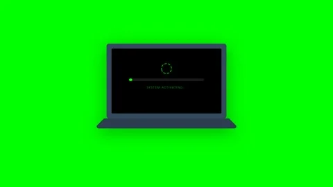 Laptop screen loading progress bar indicating system activation Stock Footage 346735728