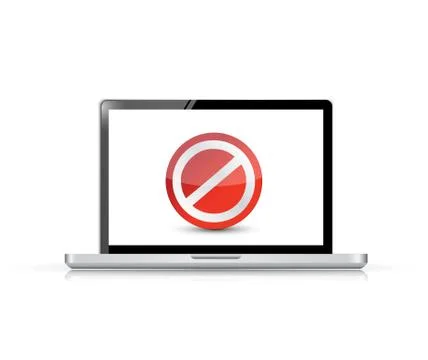 Laptop screen with the message forbidden 스톡 일러스트