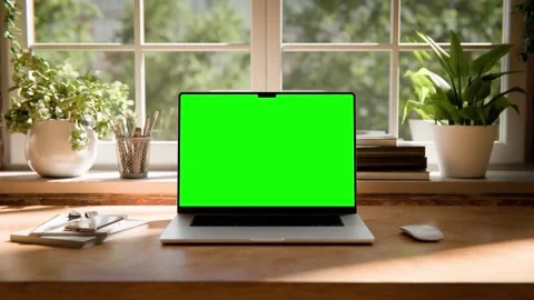 Laptop Screen Mockup Animation  Industrial Loft Interior with Plants - Fron.. 스톡 동영상 331294953