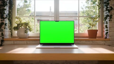 Laptop Screen Mockup with Camera Push In and Dynamic Zoom to Full Screen, C.. Stock Footage 328152892