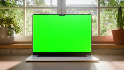 Laptop Screen Mockup  Front View with Chroma Key Green Screen, Loopable Bac.. 스톡 동영상 328150647