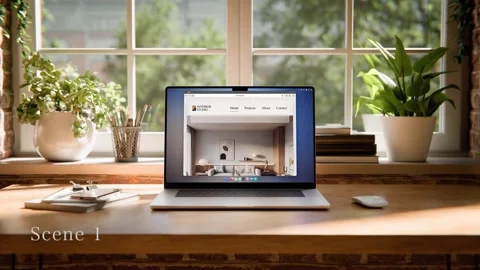 Laptop Screen Mockup – Industrial Loft Interior | 6-SET AE Template Stock After Effects
