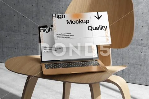 Laptop Screen Mockup Scene PSD Template