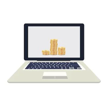 Laptop screen with money. Concept vector illustration Stock Illustration