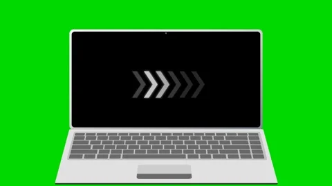 Laptop screen with moving directional arrow on green background 4K Vídeo Stock 338328456