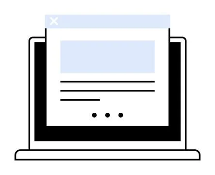 Laptop Screen with Open Web Browser Window Displaying a Document or Website.. Stock Illustration
