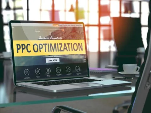 Laptop Screen with PPC Optimization Concept Illustrazione stock