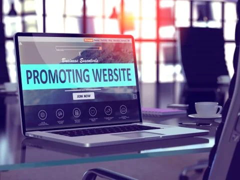 Laptop Screen with Promoting Website Concept Stock Illustration