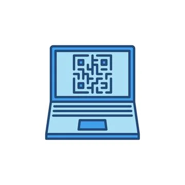 Laptop Screen with QR Code vector concept colored icon Stockillustratie