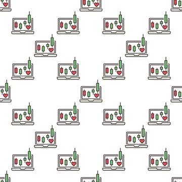 Laptop Screen with Red Heart with a Candlestick Graph vector Passion for Tr.. Ilustración de archivo