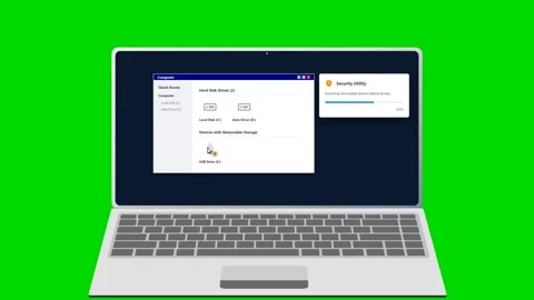 Laptop screen with security alert notification on green screen. 4K Stock Footage 341694550