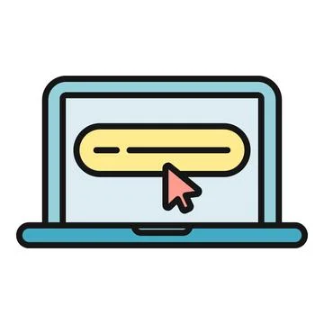 Laptop screen showing cursor pointing at search bar 库存插图
